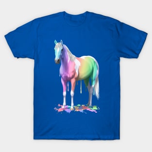 Pastel Rainbow Colors Wet Paint Pinto Horse T-Shirt